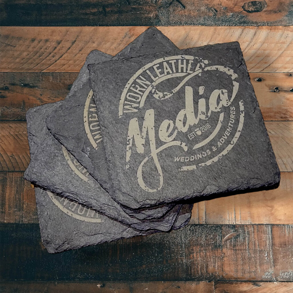 Custom engraved 4" slate coaster set