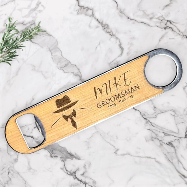 Bottle opener with custom engraving