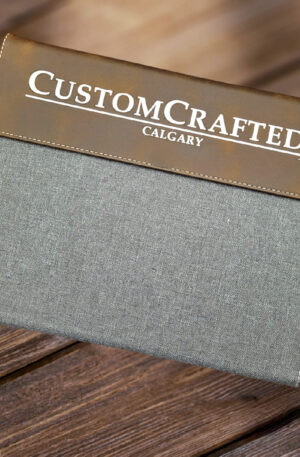 Executive portfolio with custom engraving. Canvas and Leather