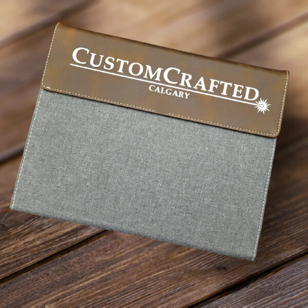 Executive portfolio with custom engraving. Canvas and Leather