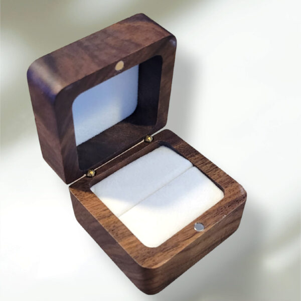 Inside of Custom Engraved Engagement Ring Box with Single Slot