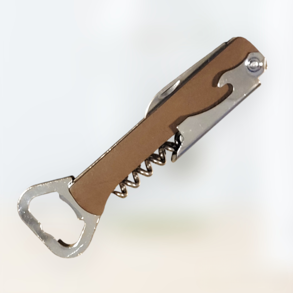 Leather wrapped wine bottle opener