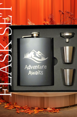 Custom Engraved Flask Set